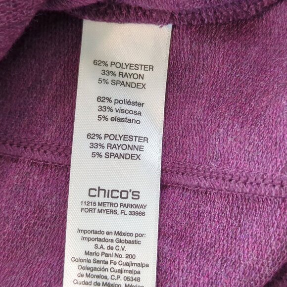 Chico's Purple Tunic Top Size‎ L Short Sleeve Keyhole Neckline Side Pockets - Picture 8 of 13